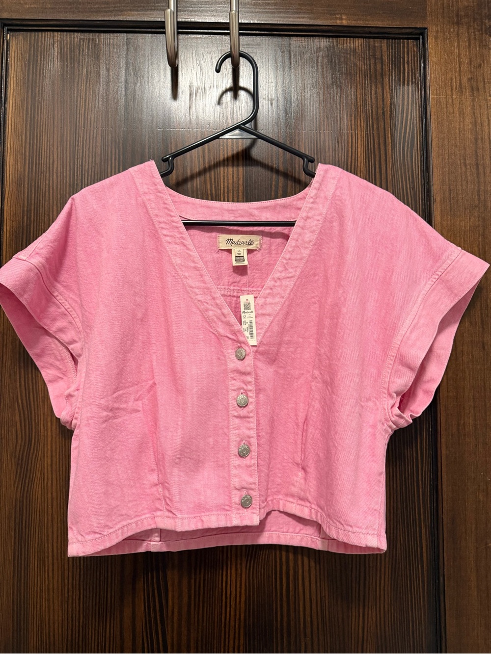 Madewell pink denim top